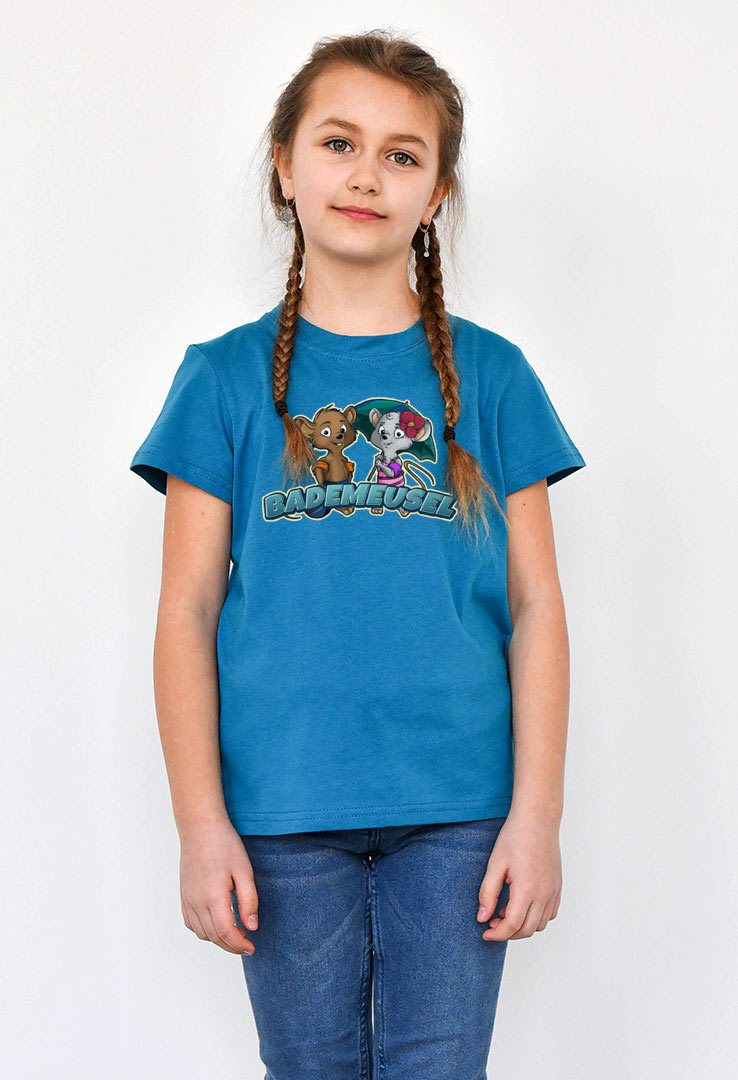 T-Shirt blau mit Print "Bademeusel"