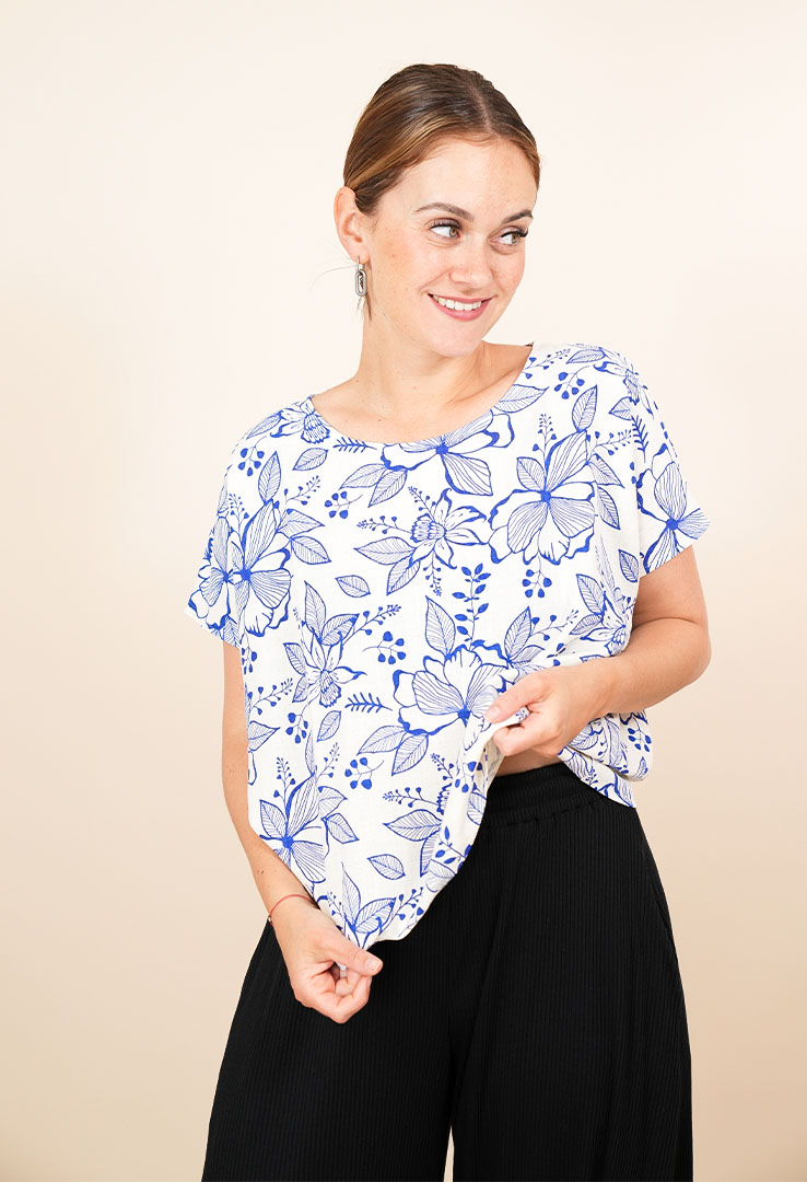 "Nature's Embrace" Viskose-Leinen-Shirt