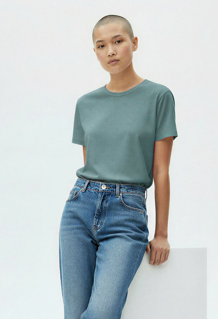 nachhaltiges Frauen  Basic-T-Shirt aus Baumwolle und Modal   lead