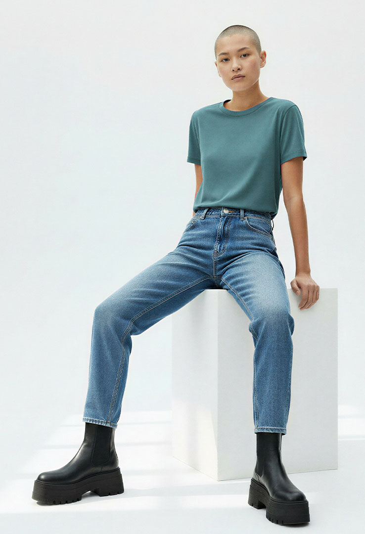 nachhaltiges Frauen  Basic-T-Shirt aus Baumwolle und Modal   lead