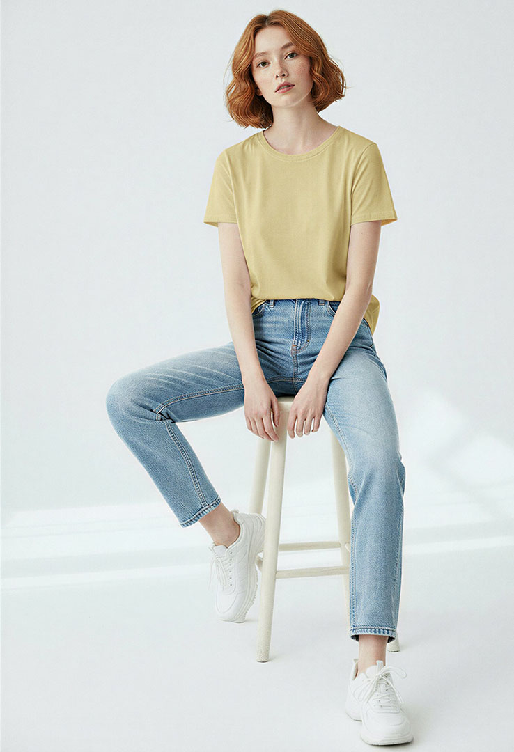 nachhaltiges Frauen  Basic-T-Shirt aus Baumwolle und Modal   Hemp