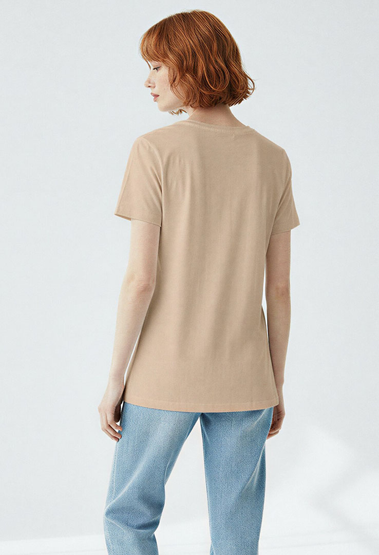 nachhaltiges Frauen  Basic-T-Shirt aus Baumwolle und Modal cement