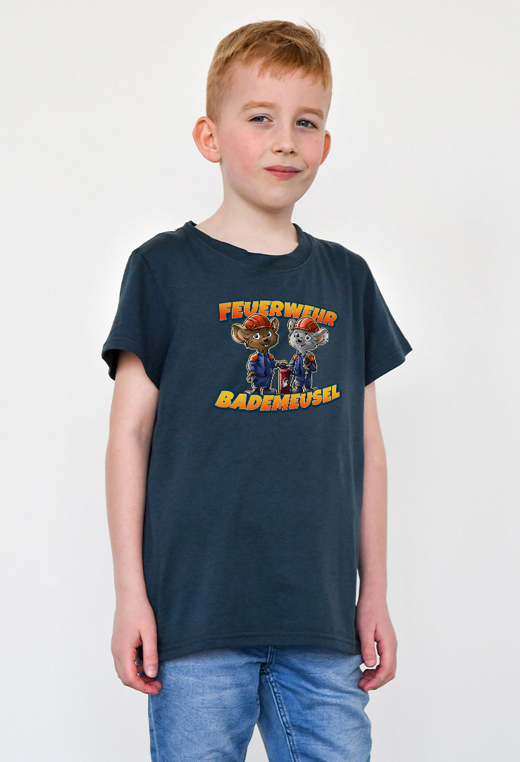 T-Shirt dunkelblau mit Print "Feuerwehr"