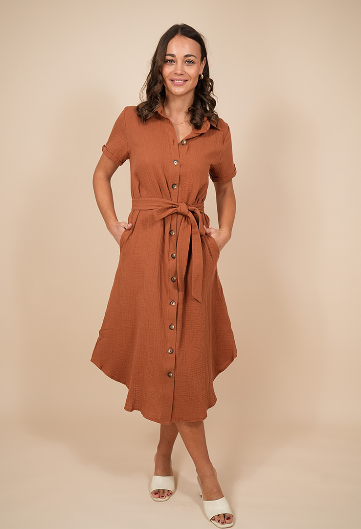 "Breeze of Elegance" Maxi Hemdblusenkleid aus Musselin