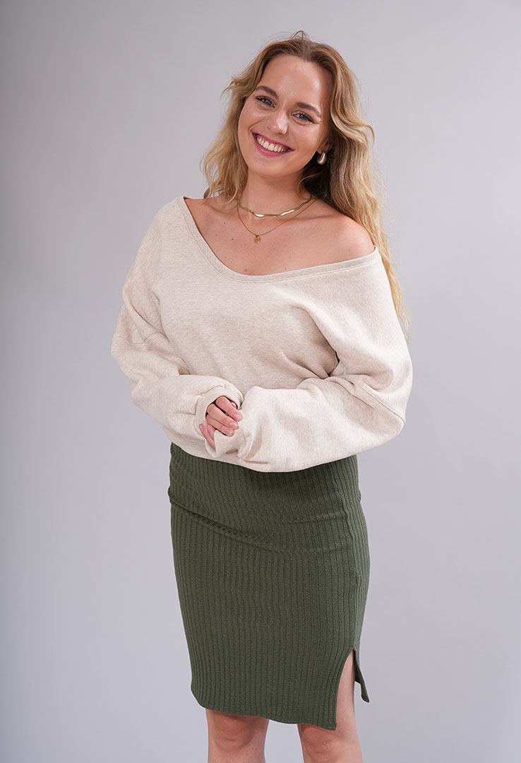 "Twist & Turn" Off-Shoulder Sweater