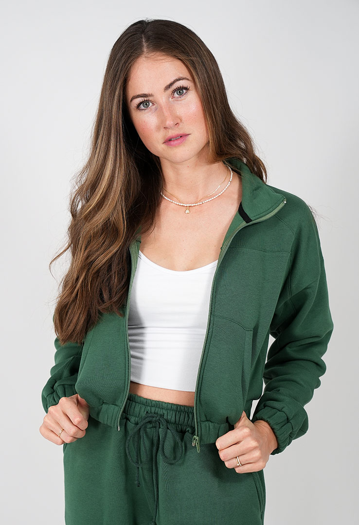 kurze Sweatjacke mit Stehkragen