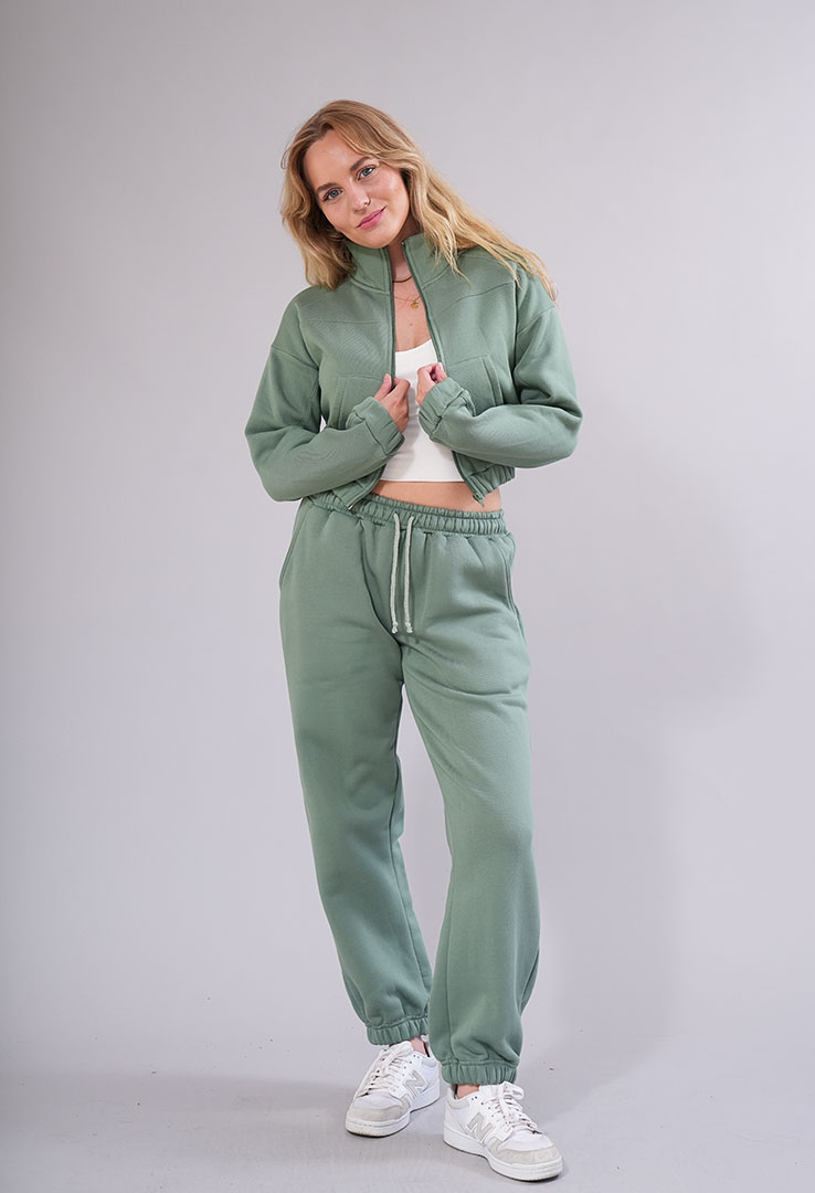 kurze Sweatjacke mit Stehkragen