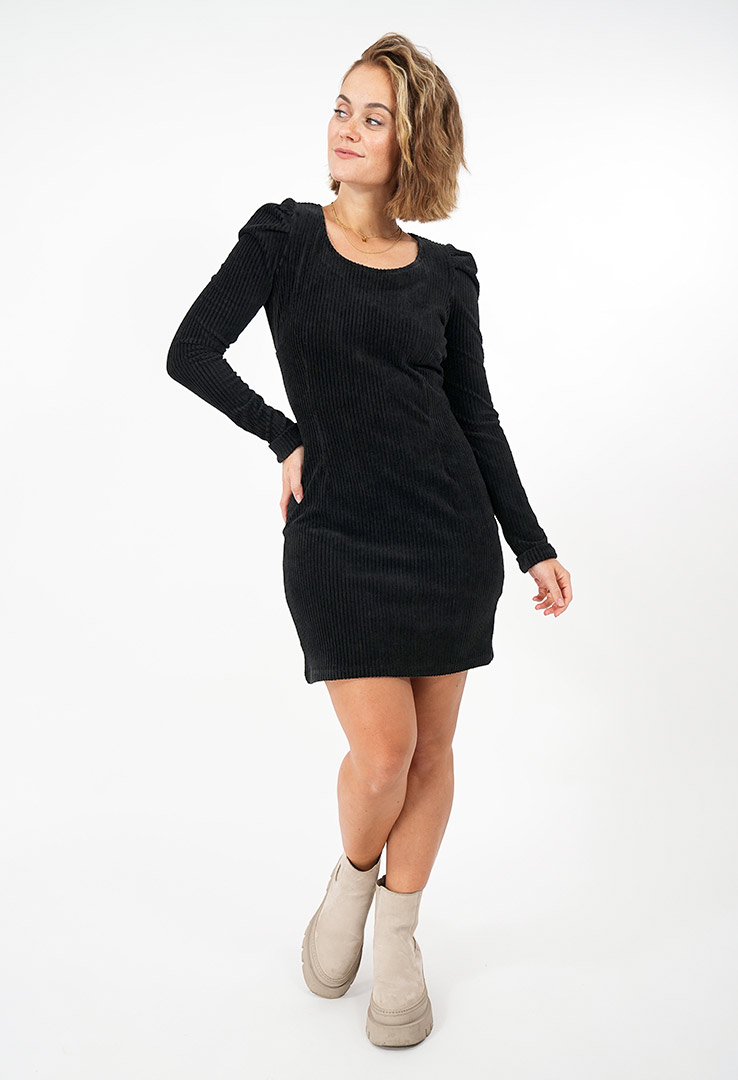 enges soft ribbed Kleid "Classic Noir"