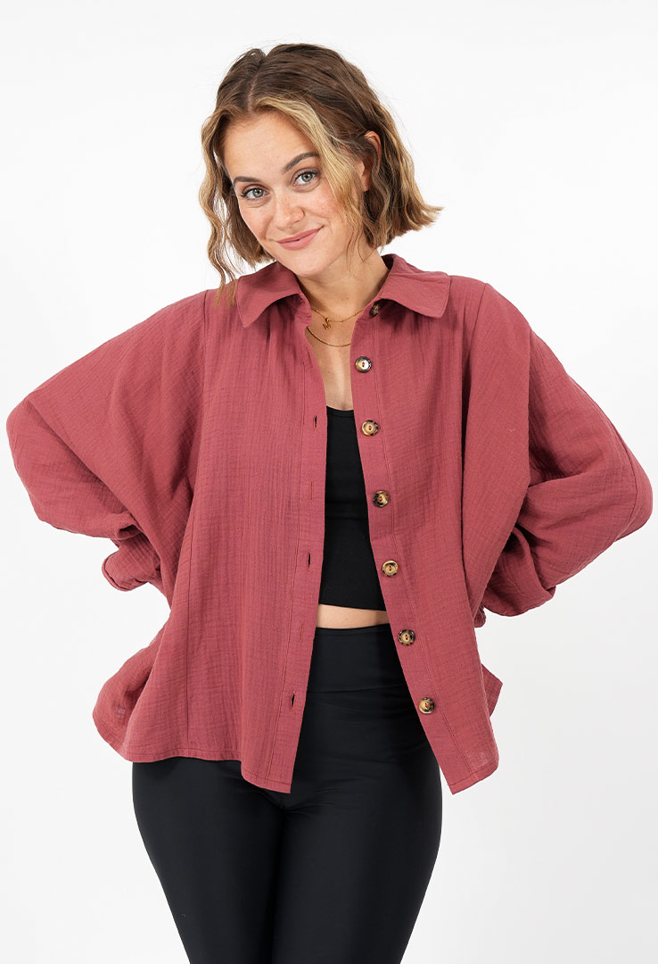Musselinbluse mit Fledermausärmel