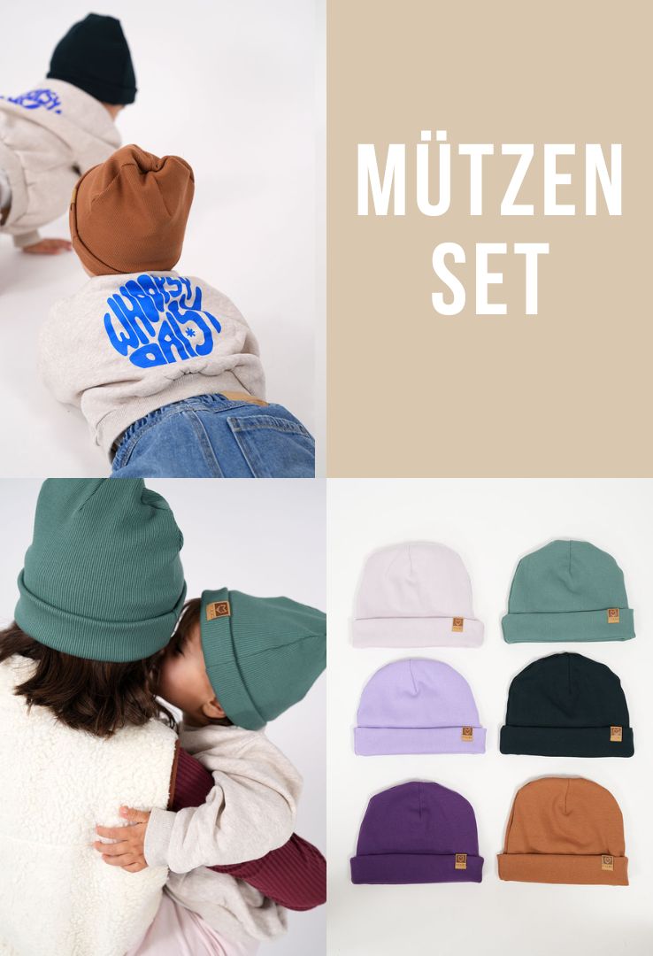 Mützen-Set: Erwachsenen & Kinder Beanie