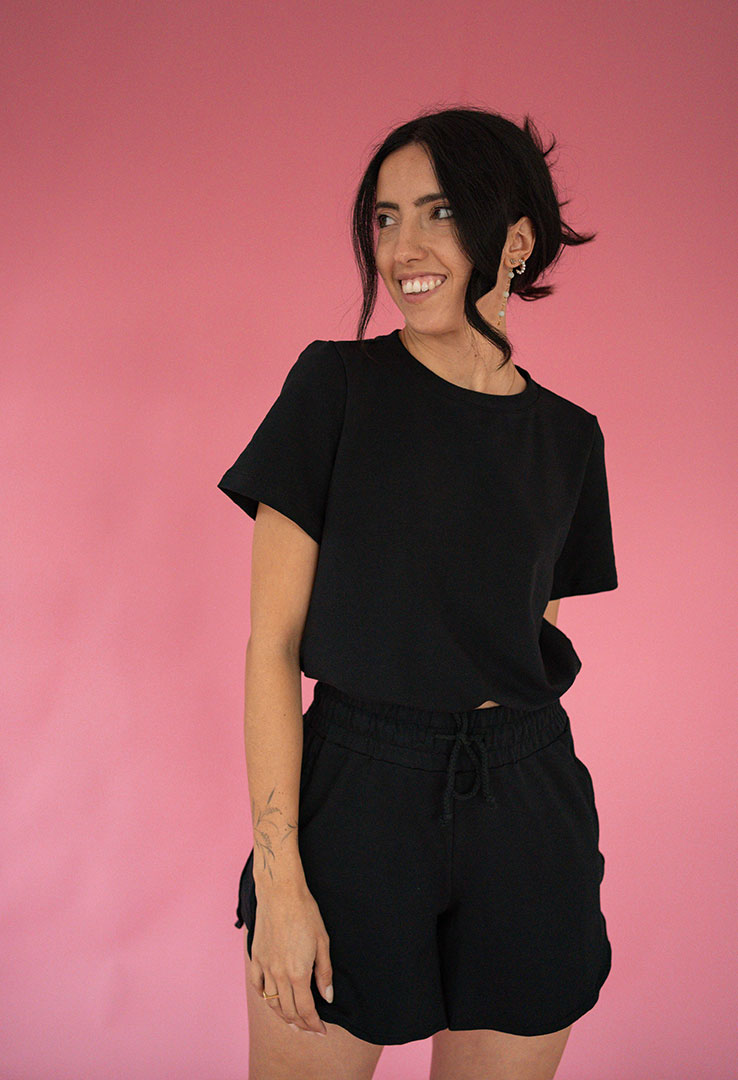 Basic Shirt mit Saum zum Binden 