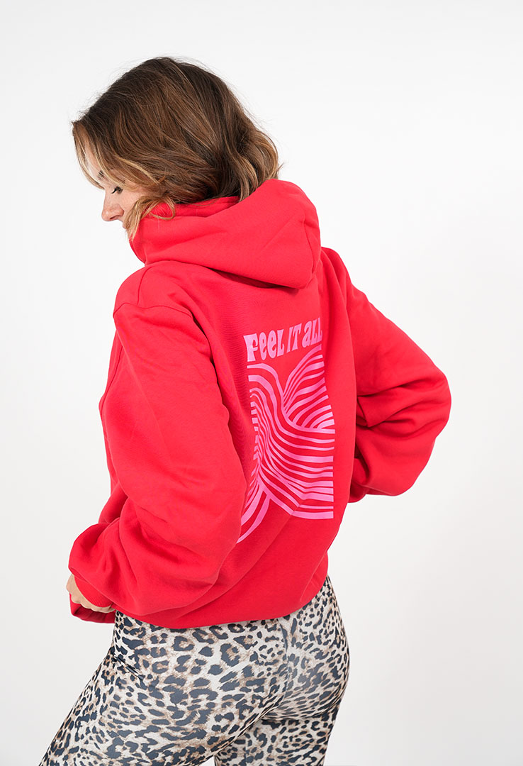 Kapuzen Sweater rot  "Feel it all"