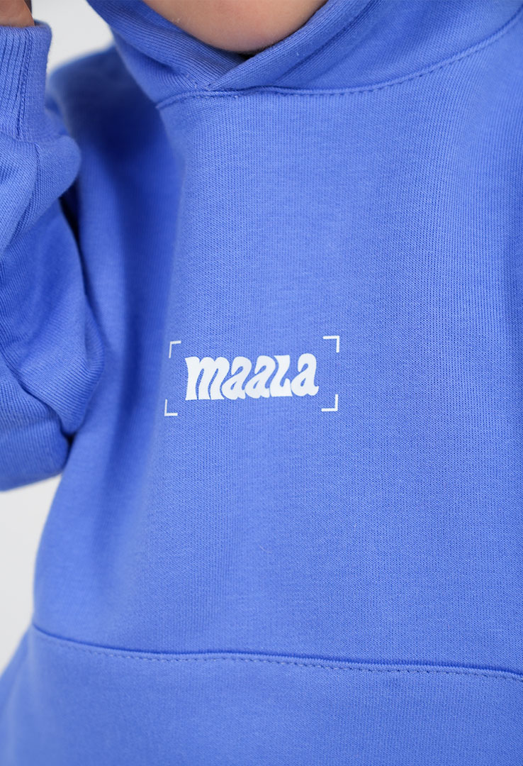 Kinder Kapuzen Sweater blau "feel it all"