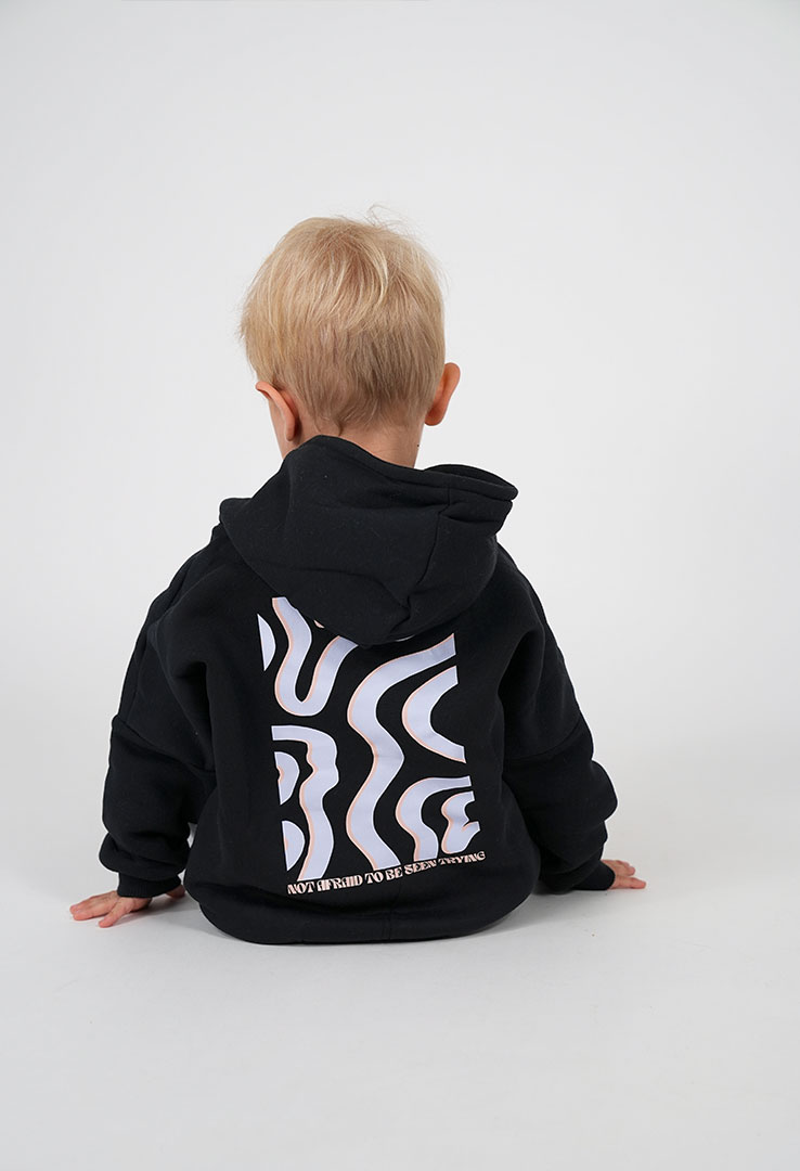 Kinder Kapuzen Sweater schwarz "not afraid"
