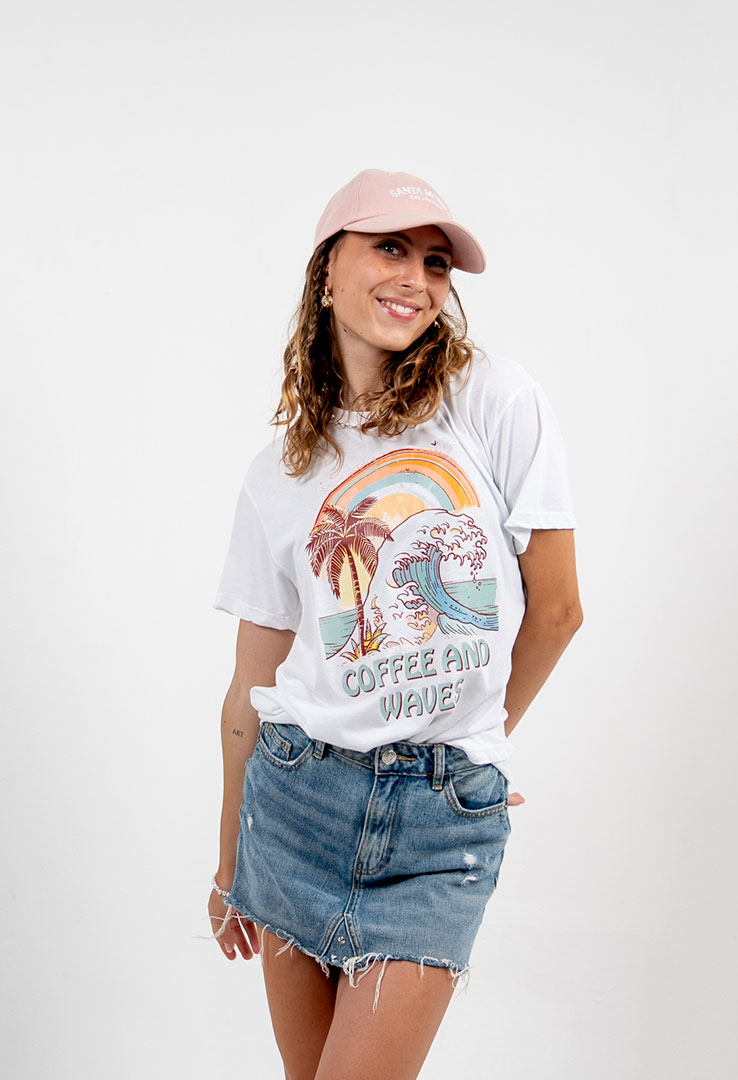 T-Shirt "Coffee and Waves Palme" in White