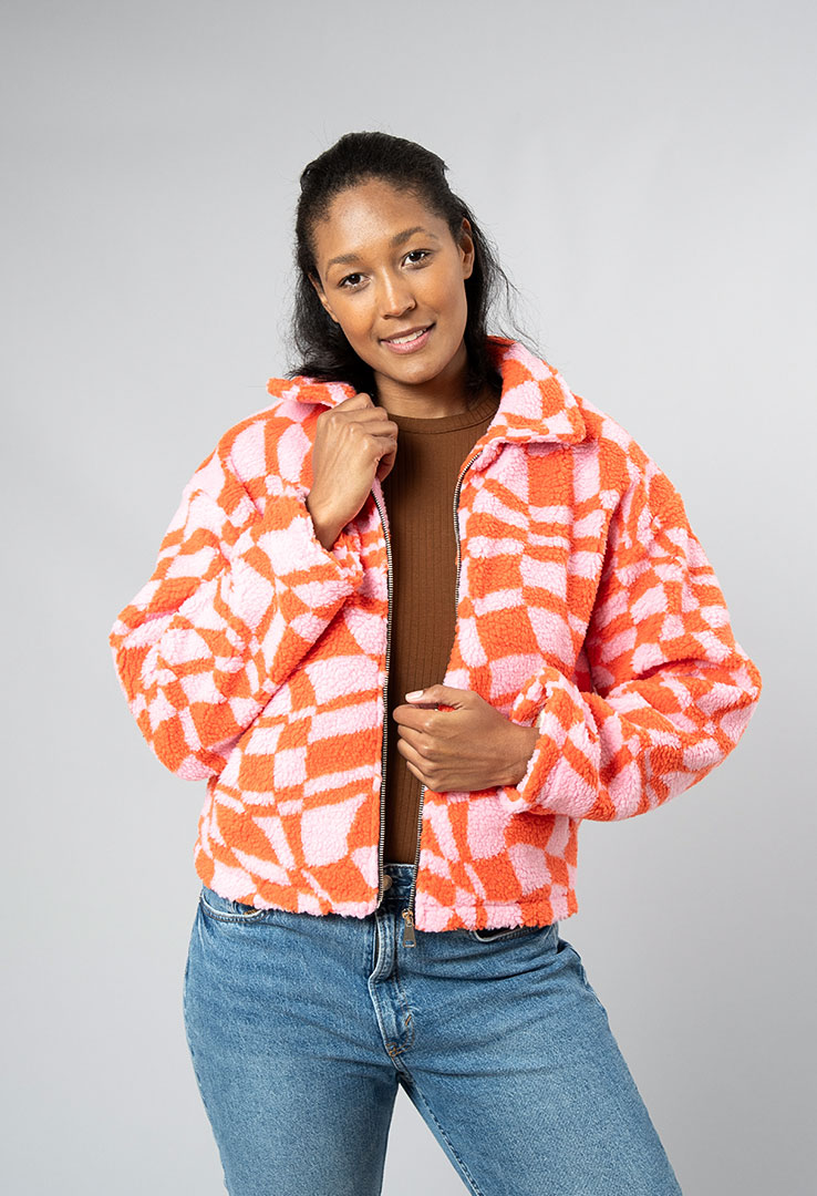 "Groovy Check" Teddyjacke