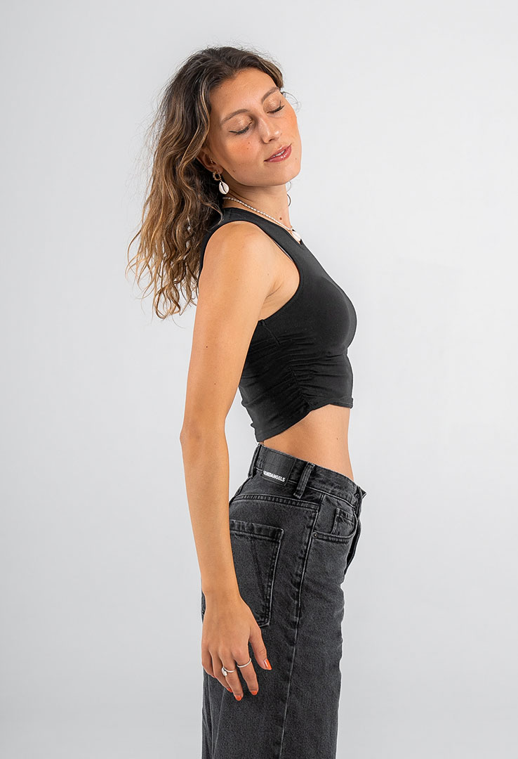 Ruched Side Crop Top