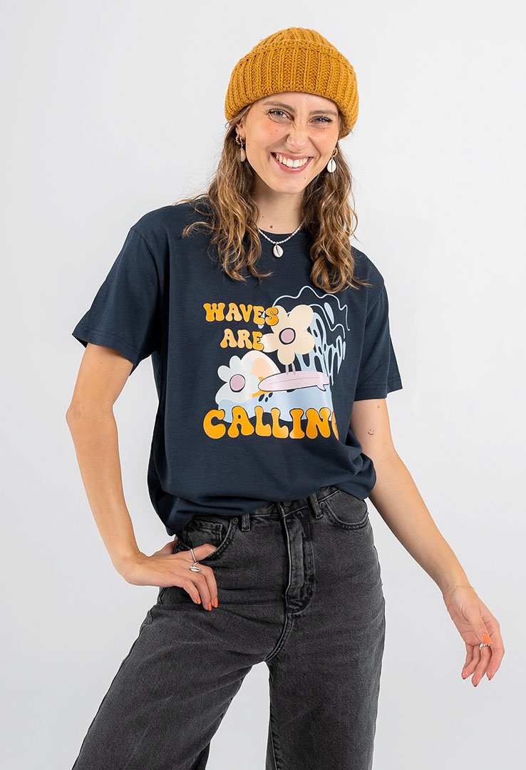 T-Shirt "Wave are Calling" in  blueberry