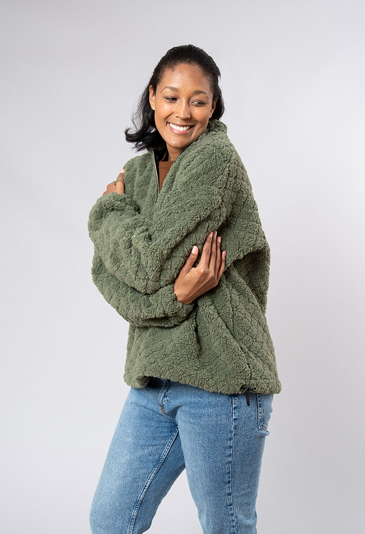 "Cosy Puffer" Halfzip Teddy-Sweater