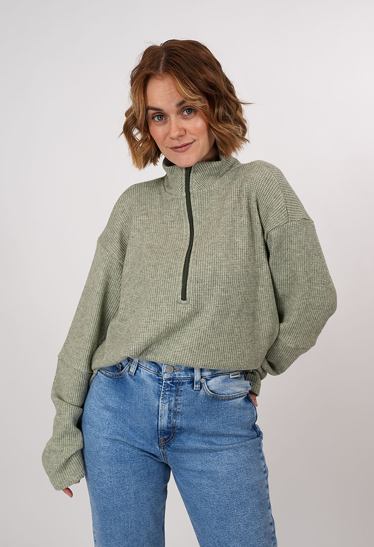"Charm Zip" Sweater
