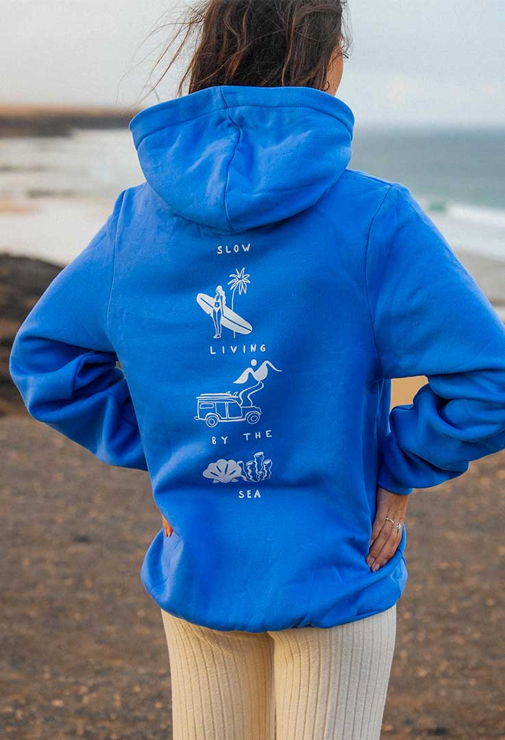 Hoodie "słow living" in  skyblue