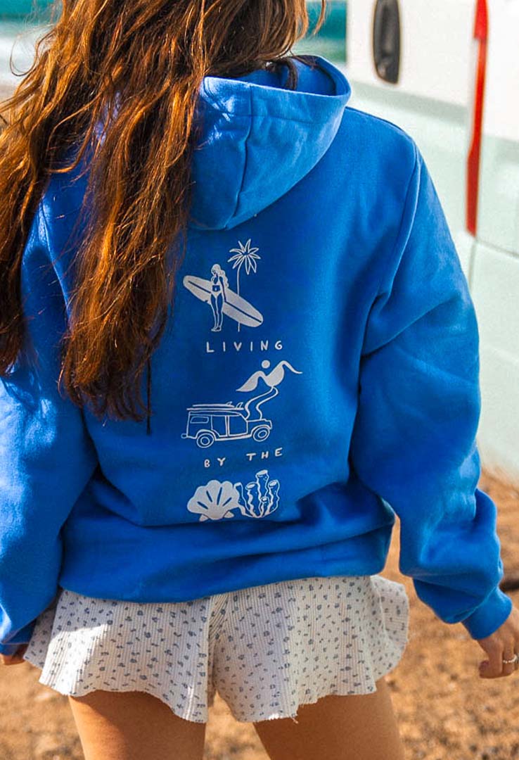 Hoodie "słow living" in  skyblue