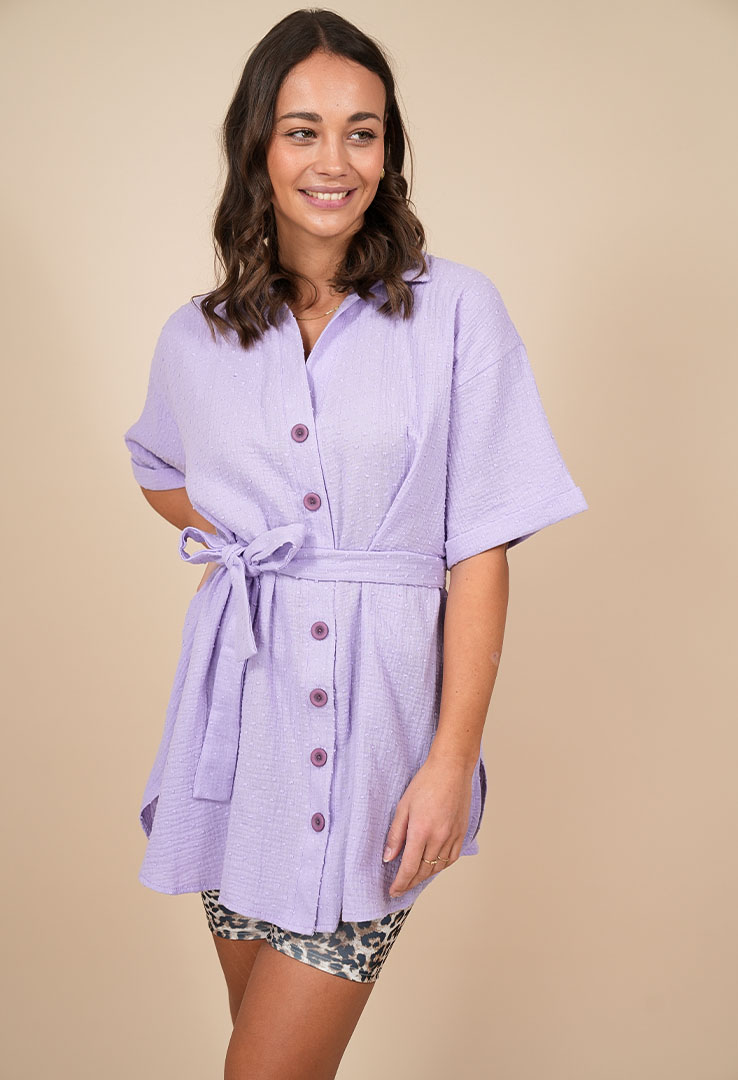 „Flowy Grace“ Tunika Baumwoll-Bluse mit Gürtel