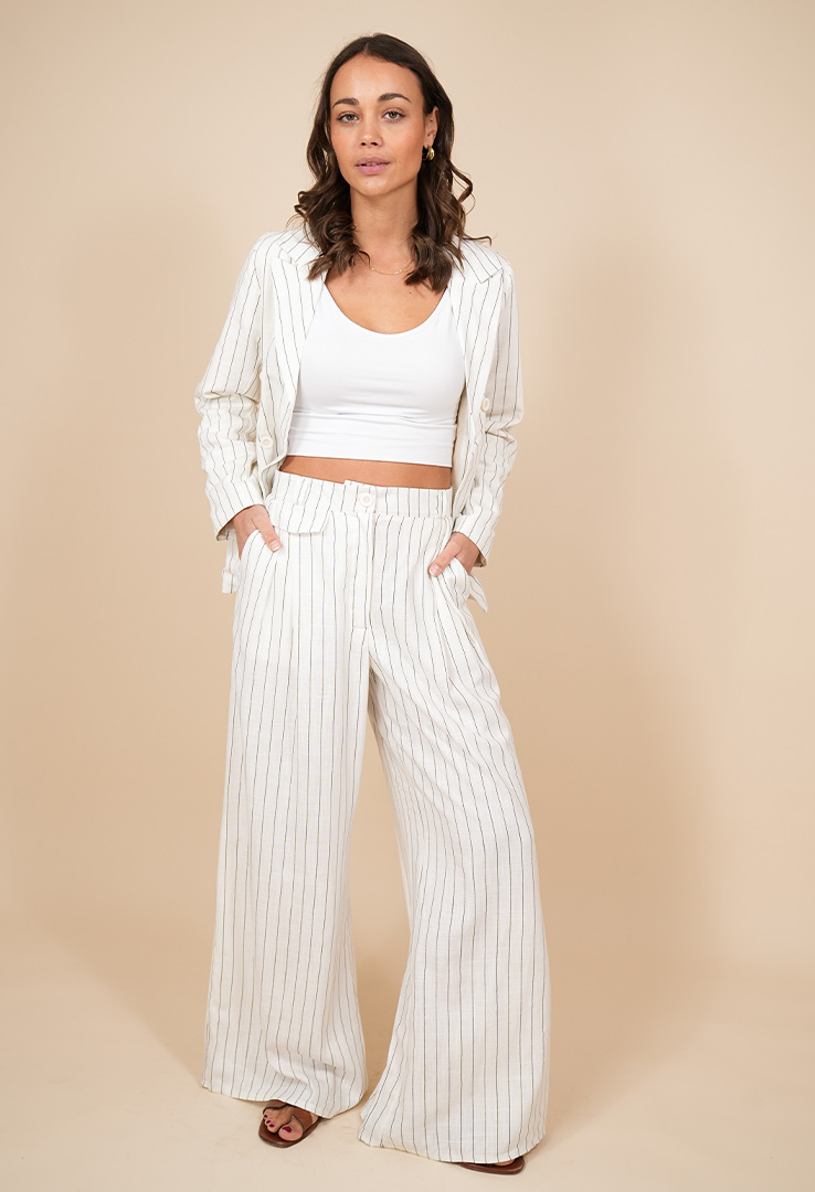 Striped Breeze“ Leinen-Viskose-Hose