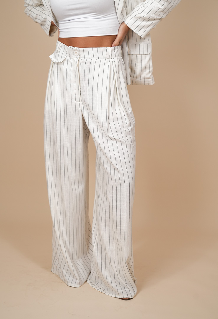 Striped Breeze“ Leinen-Viskose-Hose