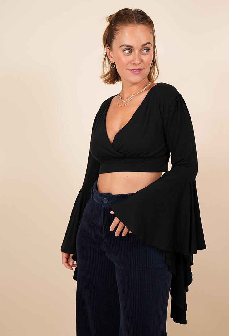 Croptop mit Statement-Ärmeln "Boho Bloom"