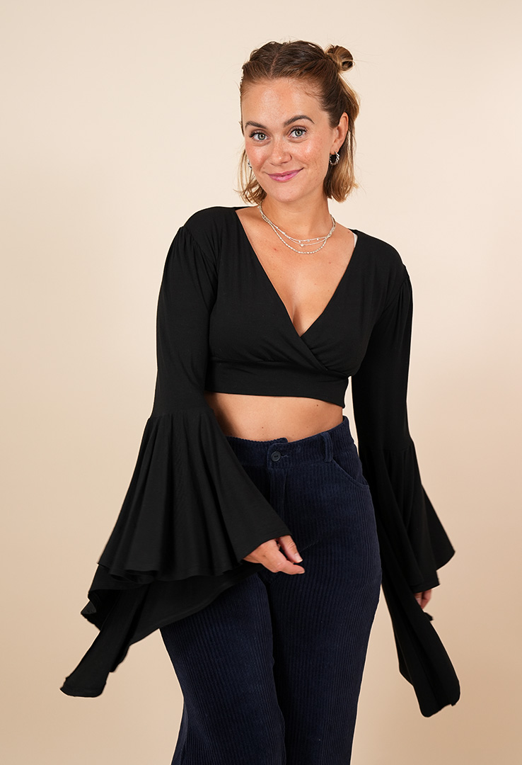 Croptop mit Statement-Ärmeln "Boho Bloom"