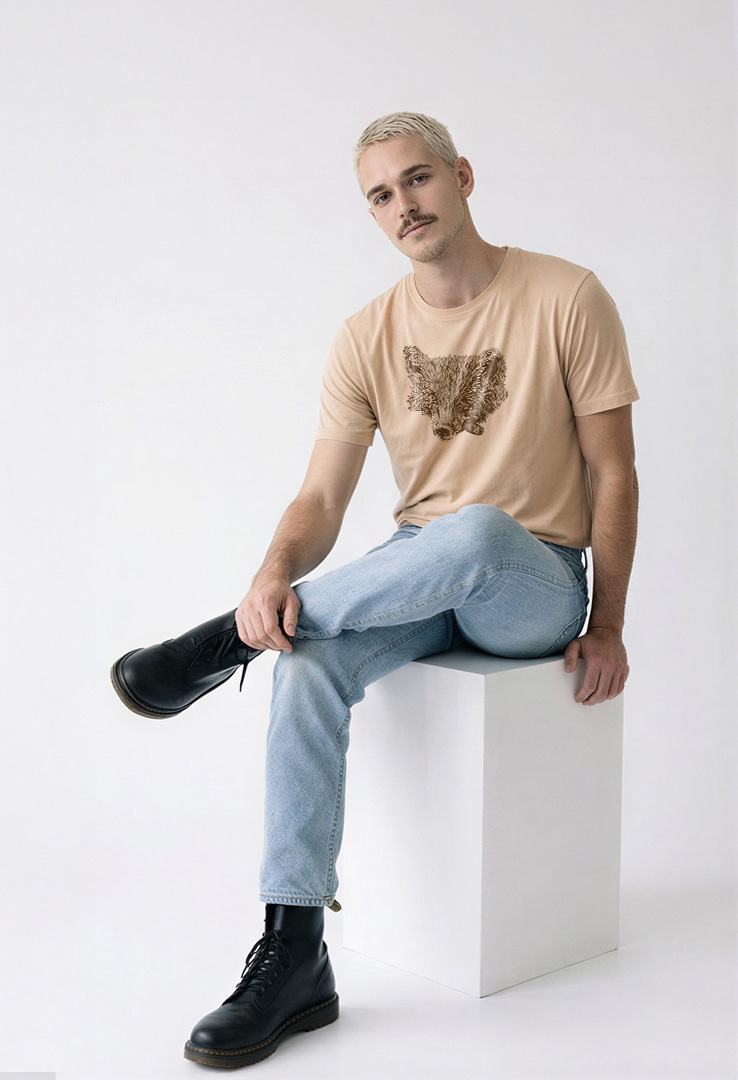 Print T-Shirt Smoking Fox