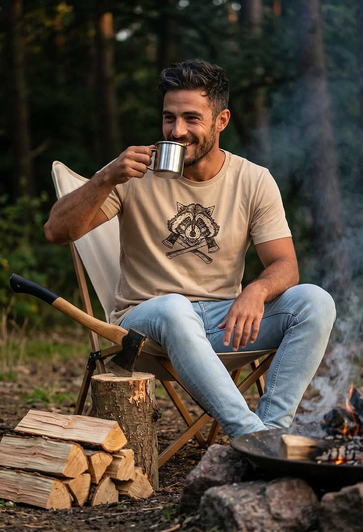 Print T-Shirt Lumber Racoon