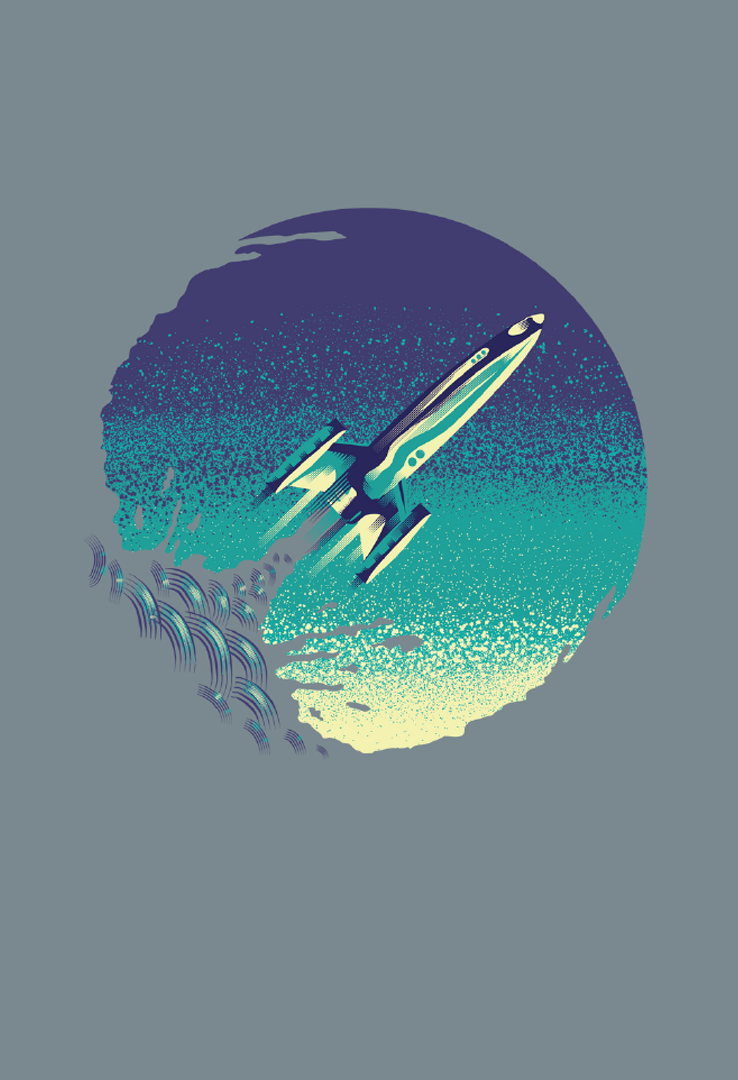 Print T-Shirt Rocket Sky