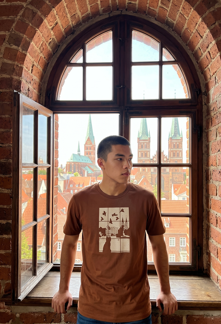 Print T-Shirt Cat Lübeck Fenster