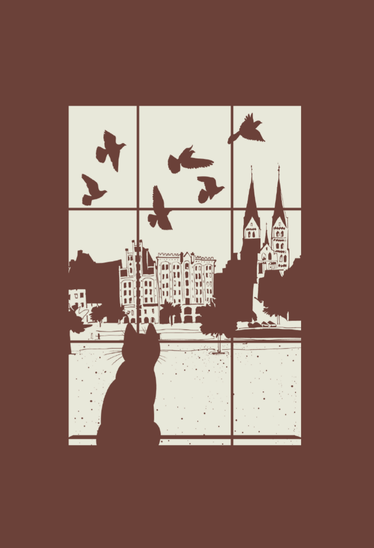Print T-Shirt Cat Lübeck Fenster