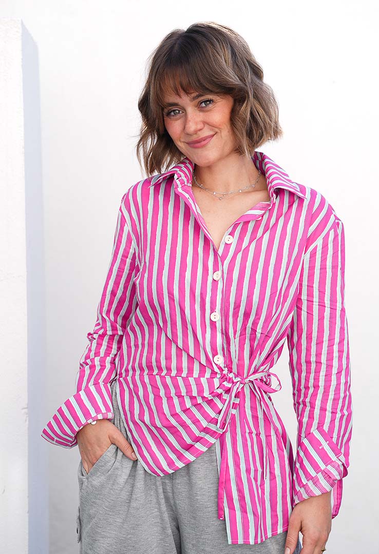 Baumwolll-Bluse "Twist Stripe“ 