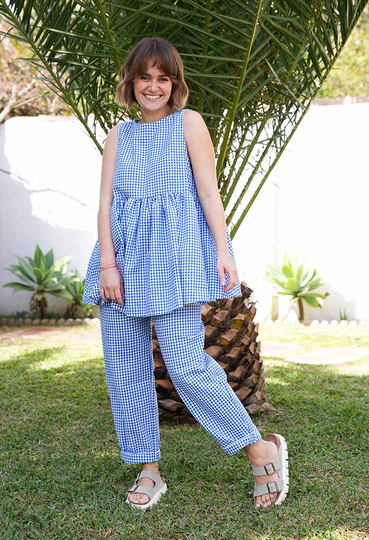 "Blue Check Flow“ Baumwollhose