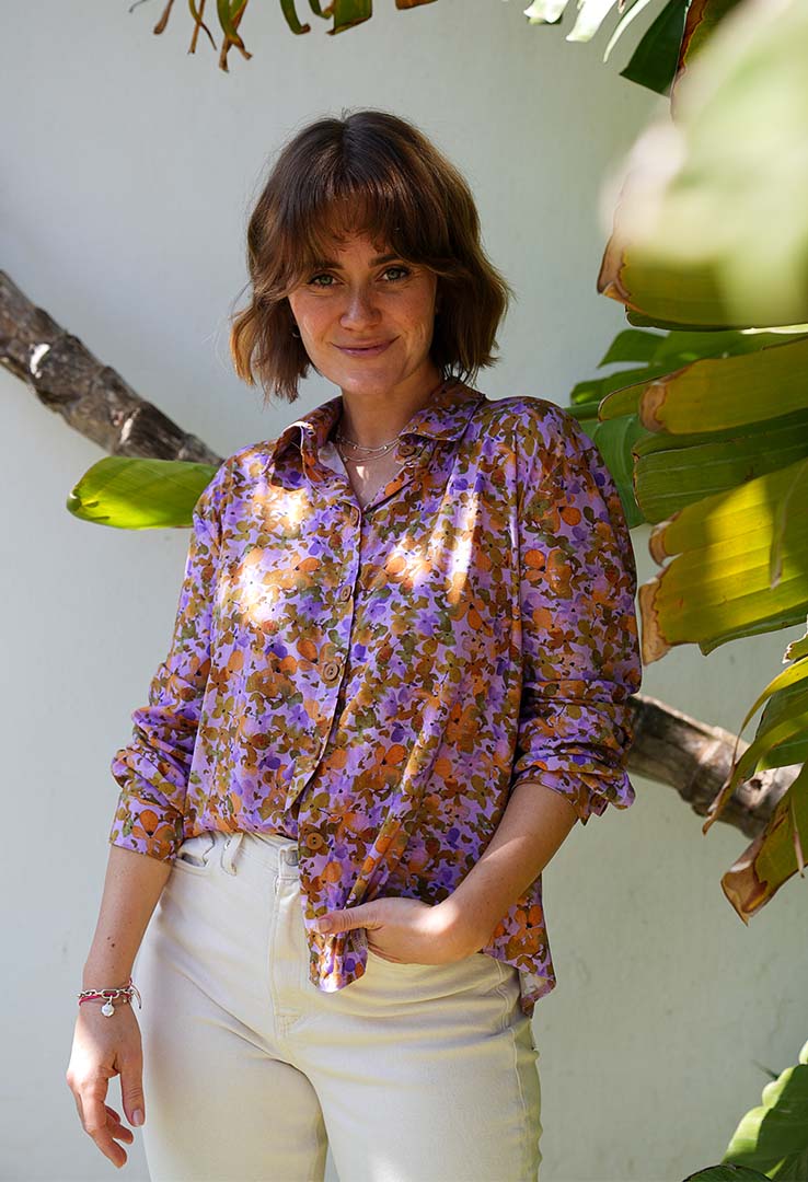 "Flower Bow" Viskose  Bluse