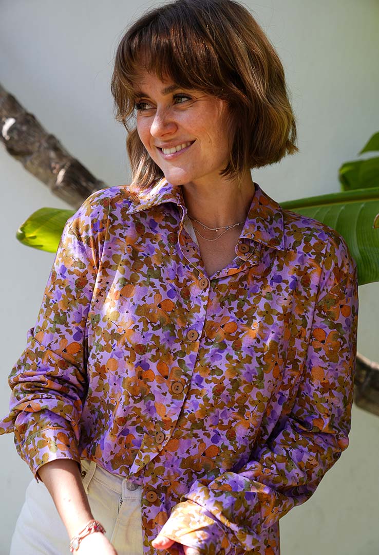 "Flower Bow" Viskose  Bluse