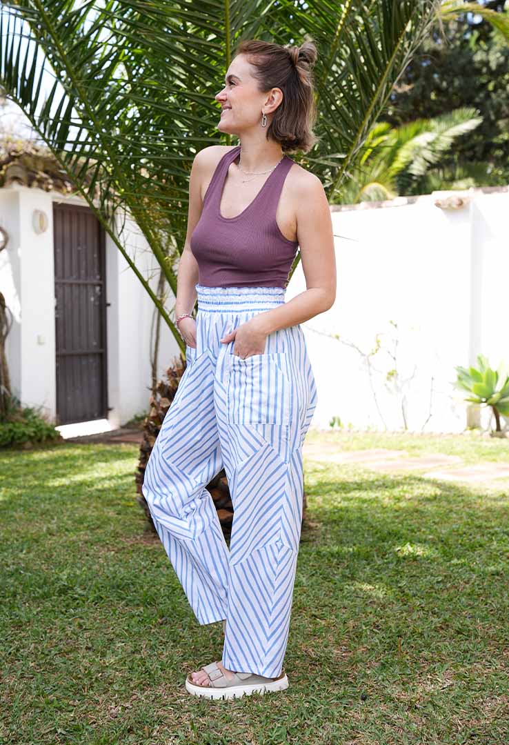 "Graphic Stripes“ lässige Baumwollhose