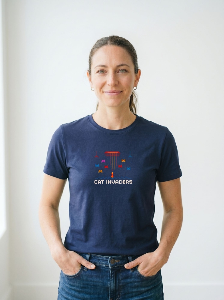 Print-T-Shirt Cat Invaders aus Modal und Baumwolle