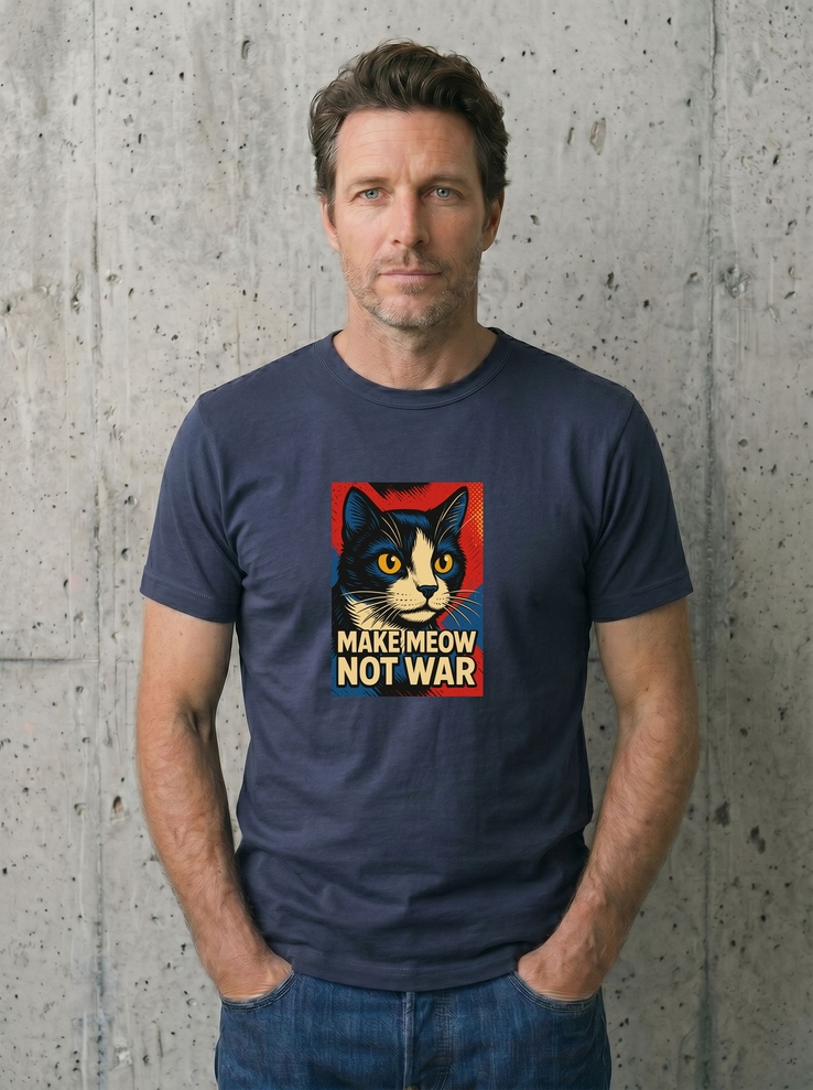 Print-T-Shirt Make Meow Not War aus Modal und Baumwolle