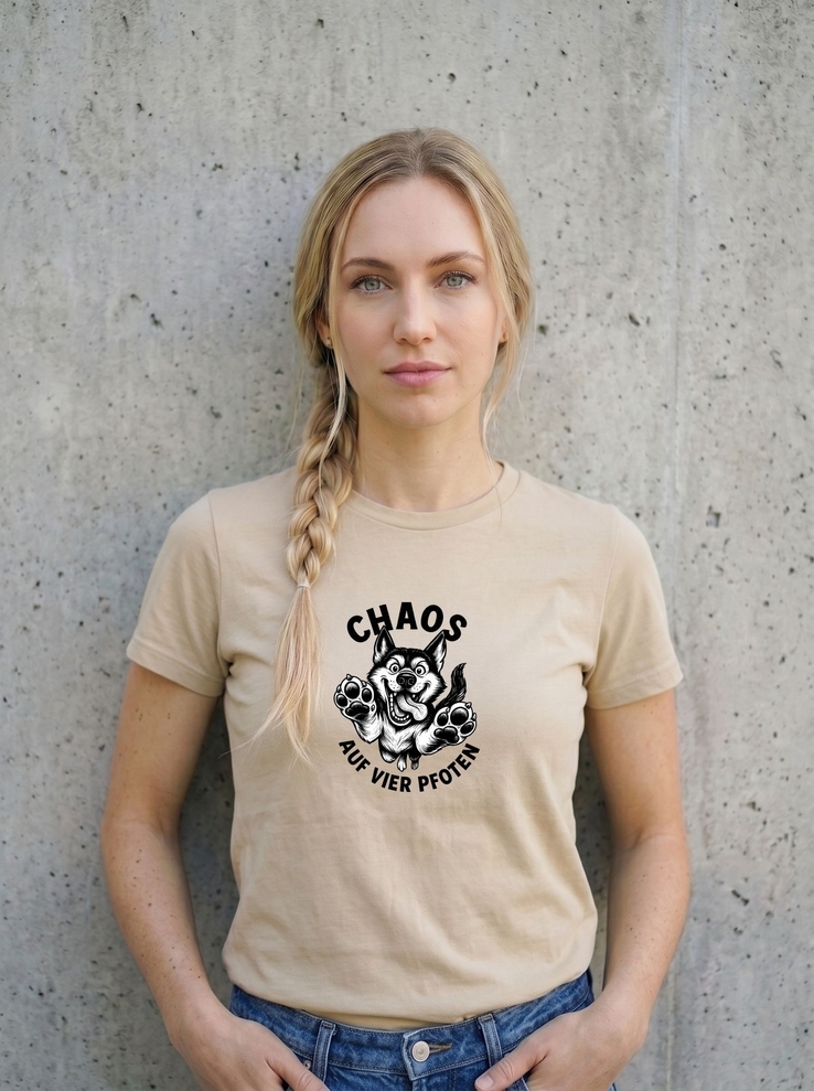 Print-T-Shirt Chaos auf vier Pfoten aus Modal und Baumwolle