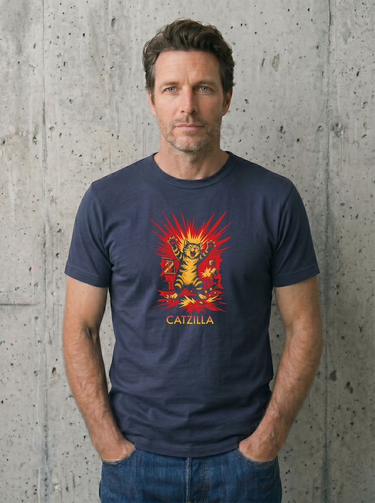 Print-T-Shirt Catzilla aus Modal und Baumwolle
