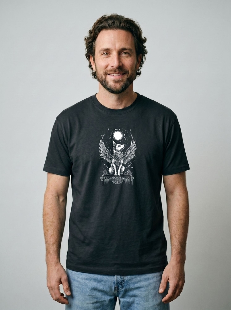 Print-T-Shirt Flying Dog aus Modal und Baumwolle