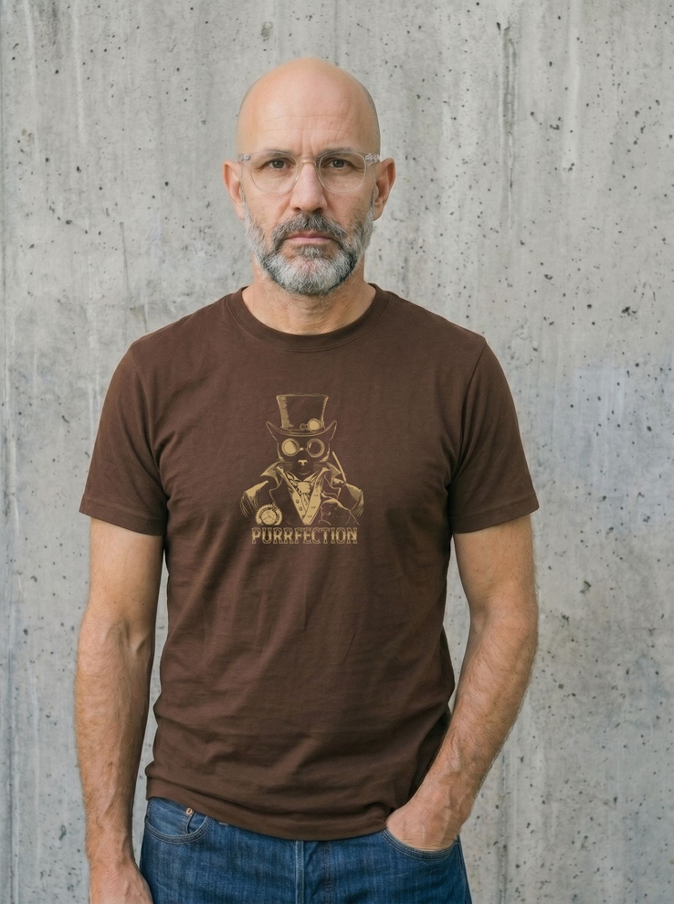 Print-T-Shirt Purrfection Gentlemen aus Modal und Baumwolle