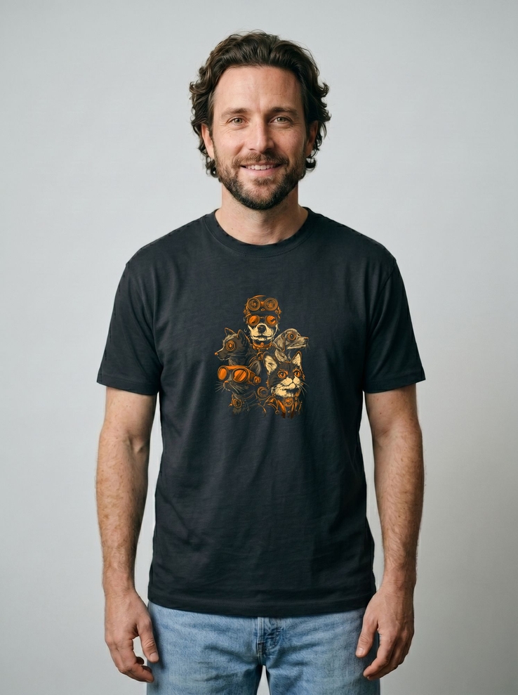 Print-T-Shirt Purrfection Gang aus Modal und Baumwolle