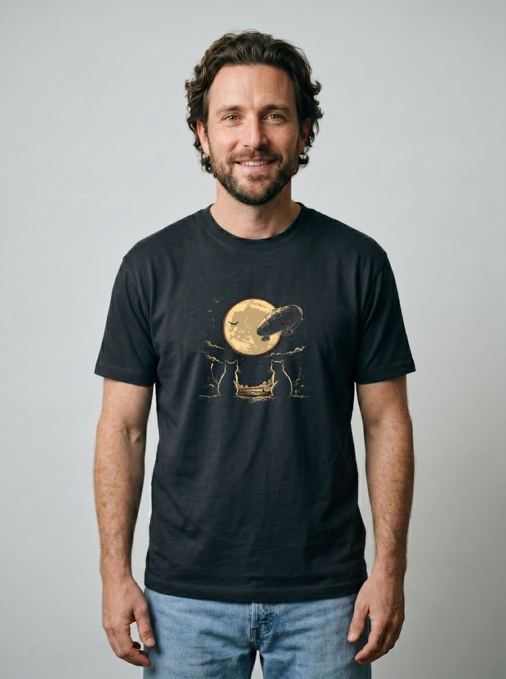 Print-T-Shirt Steam City Night aus Modal und Baumwolle