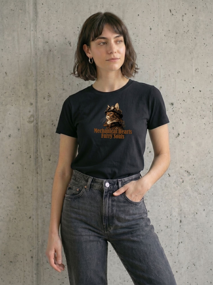 Print-T-Shirt Mechanical Hearts Furry Souls aus Modal und Baumwolle